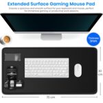 Storite 700x300x3mm Extended Gaming Mouse Pad - Non-Slip Rubber Base, Stitched Edges, Water-Resistant Surface - Black - Image 3