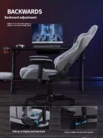Modern Ergonomic Breathable Leather Mesh Gaming Chair with Reclining Backrest, 3D Armrests, Lumbar Support & Retractable Leg Rest – Ideal for Office, Home, or Long Gaming Sessions - Image 4