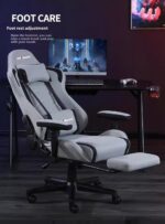 Modern Ergonomic Breathable Leather Mesh Gaming Chair with Reclining Backrest, 3D Armrests, Lumbar Support & Retractable Leg Rest – Ideal for Office, Home, or Long Gaming Sessions - Image 5