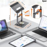 Dyazo 360° Rotating Laptop Stand | Height Adjustable & Foldable Riser with Swivel Base | Heat Vent & Anti-Slip Design | Laptop Holder for Desk & Standing Use | Fits Upto 15.6 Inch Laptops (Space Grey) - Image 3