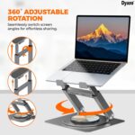 Dyazo 360° Rotating Laptop Stand | Height Adjustable & Foldable Riser with Swivel Base | Heat Vent & Anti-Slip Design | Laptop Holder for Desk & Standing Use | Fits Upto 15.6 Inch Laptops (Space Grey) - Image 4