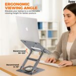 Dyazo 360° Rotating Laptop Stand | Height Adjustable & Foldable Riser with Swivel Base | Heat Vent & Anti-Slip Design | Laptop Holder for Desk & Standing Use | Fits Upto 15.6 Inch Laptops (Space Grey) - Image 5