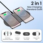 MOOSH Quick Charge Dual Wireless Charging Pad 25W Qi-Certified Charger Pad for Smart Phones Charge While Listening to Music, Streaming Videos, & Video Calls (Black) - Image 4