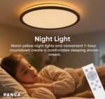 PANCA 12-Inch LED Ceiling Light with Remote | 24W 3-Color Dimmable Smart Ceiling Light with Night Light Mode | Warm, Cool & Neutral Flush Mount Round Ceiling Lamp for Home (Black) - Image 5