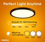 PANCA 12-Inch LED Ceiling Light with Remote | 24W 3-Color Dimmable Smart Ceiling Light with Night Light Mode | Warm, Cool & Neutral Flush Mount Round Ceiling Lamp for Home (Black) - Image 7