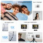 SJCAM ZV200 5K 80MP Flip Screen Digital Camera | 16X Digital Zoom, Sony Sensor with 6-Axis Gyro, 9 Preset Modes, 800 mAh Digital Point and Shoot Camera for Vlogging Beginners (White) - Image 3