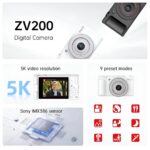 SJCAM ZV200 5K 80MP Flip Screen Digital Camera | 16X Digital Zoom, Sony Sensor with 6-Axis Gyro, 9 Preset Modes, 800 mAh Digital Point and Shoot Camera for Vlogging Beginners (White) - Image 4