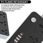 Multifunction 2500W Extension Board Power Strip with USB-C PD & USB-A Ports, 3 Universal Sockets, Smart Fast Charging Extension Board with Overload & Surge Protection - Image 3