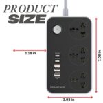 Multifunction 2500W Extension Board Power Strip with USB-C PD & USB-A Ports, 3 Universal Sockets, Smart Fast Charging Extension Board with Overload & Surge Protection - Image 4
