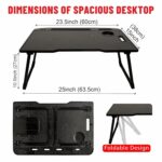 Besque Wood Smart Multipurpose Foldable Laptop Table with Cup Holder, Study Table, Bed Table, Breakfast Table, Foldable and Portable/Ergonomic & Rounded Edges/Non-Slip Legs (Black) - Image 4