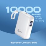 MPower X2 Powerbank | 27W High-Speed Output | 10000mAh Battery | Built-in Type-C & Lightning Cables | Dual Fast Charging Ports | Battery Display | Matte Finish | Multi-Layered Protection (White) - Image 4