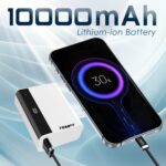 Tempt Fuel 10000mAH Power Bank 22.5W Fast Charging, Digital LED Display with Type C & USB | Chic & Compact | 2Way Port | All iPhone & Android Smartphones | QC + PD (White) - Image 3