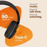 Noise Two Wireless On Ear Headphones with 50 Hours Playtime, Low Latency(up to 45ms), 4 Play Modes, Dual Pairing, BT v5.3 (Bold Black) - Image 4