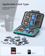 ORICO EVA SD Card Case Holder for Memory Cards,24 Slots Professional Water-Resistant Anti-Shock Holder for 12TF Card and 12 SD Card Protector Storage with Carabiner and Label - Image 3