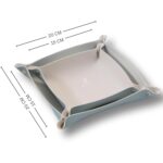 BLOOMAX® Premium Leather Desk Organizer Tray Combo | 20cm + 15cm Dual‑Tone Silver Catchall | Foldable Snap‑Corner Bedside Jewelry & Accessories Tray (Set‑2) - Image 3