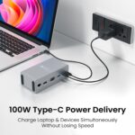 Portronics Mport Vault 13-in-1 USB-C Metal Docking Station, 100W PD Charging, 4K@30Hz HDMI, 1080P VGA, 4× USB 3.0, Gigabit Ethernet, SD/microSD 3.0, USB-C 3.0 & 2.0, 3.5mm Aux, for Windows & macOS - Image 4