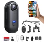 4K Thumb Action Camera, 64GB Mini Body Camera with Magnetic Attraction, Portable Wearable Vlogging Camera, Anti-Shake, Black - Image 2