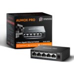 5 Port Gigabit Unmanaged Ethernet Switch, AUMOX PRO Home Network Hub, Office Ethernet Splitter, Plug-and-Play, Silent Operation, Desktop or Wall Mount, Fanless Metal Design - Image 2