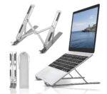 6 Angles Adjustable Aluminum Laptop Stand, Ergonomic Foldable Portable Tabletop Riser Holder for MacBook, HP, Dell, Lenovo & All Notebooks (Grey) - Image 2