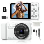 64MP 4K Digital Camera, Hoestr 18X Zoom Autofocus Point and Shoot Compact Camera with 64GB TF Card, Flash, 2.8" LCD Screen for Teens Adult Beginner Travel Photography Vlogging（White） - Image 2