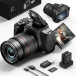 72MP Digital Camera 4K Video - 12X Optical & 30X Digital Zoom Autofocus, 270° Flip Screen, Professional Camera for Photography YouTube with WiFi, 32GB SD Card & 2 Batteries (Black) - Image 2