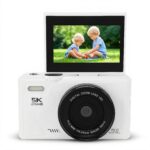 75MP 5K Digital Camera with 18X Zoom, Retro Mirrorless Camera, Autofocus Image Stabilization 3 Inch LCD Screen Smile Detection, for Family Gatherings Travel Photography (Black) (White) - Image 2