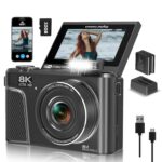 8K Digital Camera, 88MP Vlogging Camera for YouTube/Photography with 3" 180° Flip Screen, Fill Light, WiFi, Filters, Beauty Features Includes 32GB SD Card & 2 Batteries - Image 2