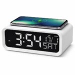 AERYS Wireless Charging LED Alarm Clock with 10W Qi Charger, Large Digital Display with Time Day Date, Adjustable Brightness, Bottom Night Light, Snooze Function, Bedside Clock for Bedroom & Office - Image 2