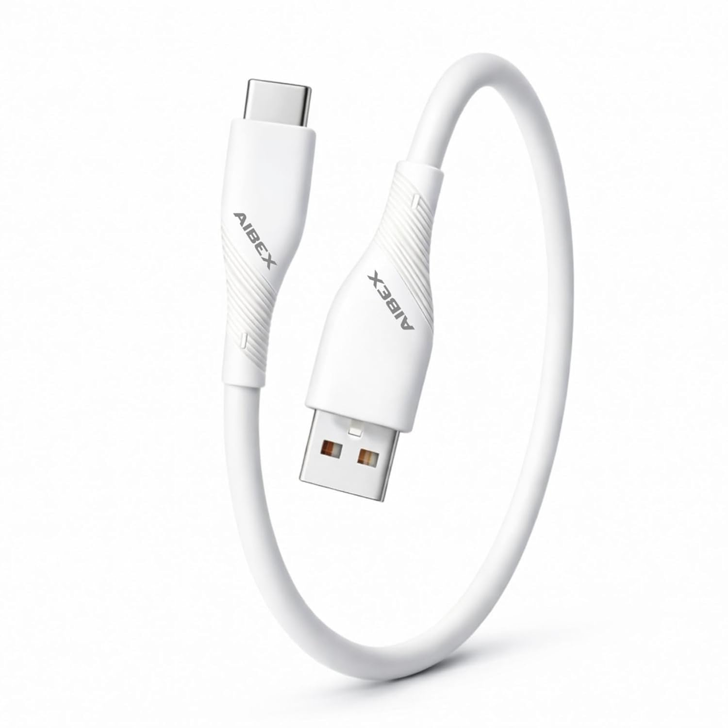 AIBEX USB-A to Type-C 20cm Powerbank Cable 3.4A Fast Charging & Data Sync Short Cord Compatible with Samsung, OnePlus, Xiaomi, Realme, Vivo, Oppo, Google Pixel, iPad, Tablets, Laptops, Travel (White) - Image 2