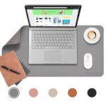 AROPANA Anti-Slip Extended Mouse Pad | PU Vegan Leather Desk Mat | Large Computer Desk Protector Pad with Suede Base for Keyboard, Laptop, Office & Home (70x35 cm, Grey) - Image 2