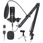 ARVOX AX-M5 USB Condenser Microphone Kit, 192kHz/24bit, 20-20KHz, 16mm Diaphragm, with Boom Arm, Pop Filter, Shock Mount, Tripod, 2.5M Cable, for Podcasting, Gaming, Singing - Image 2