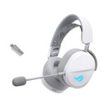 ASUS ROG Pelta Wireless Gaming Headset with Detachable Mic – Tri-Mode (BT, 2.4GHz, USB-C) 50mm Titanium-Plated Drivers, 70Hr Battery, Ergonomic, Lightweight, for PC, PS5, PS4, Switch, Mobile - White - Image 2