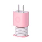 AUGEN 2 in 1 Silicone Charger Protector, for iPhone 18W/20W Charger Silicone Protective Case, Portable Data Cable Winder Anti-Break Protection Cable (Charger not Included) - Pink - Image 2