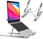 Adjustable Laptop Stand, Portable Aluminium Foldable Holder Riser for Desk, 7-Level Compatible with MacBook and Tablets, 10-15.6 inch, Silver - Image 2