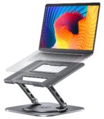 Adjustable Laptop Stand with 360 Rotating Base, Computer Stand for Laptop Ergonimic Foldable Laptop Riser for Desk Compatible with MacBook Pro/Air Notebook up to 16 Inches, Grey - Image 2