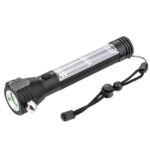 Aluminium 7 Mode Rechargeable Solar LED Torch Flashlight, Power Bank, Car Emergency Tool with Window Breaker, Magnet, Cutter, Compass for Travel, Camping Hiking Security (Black) - Image 2