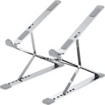 Amazon Basics Double Layer Laptop Stand, 7X9 Height & Angle Adjustable Aluminum Tabletop Riser, Fits Upto 17 Inch Laptops (Silver) - Image 2