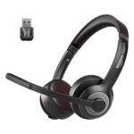 Amazon Basics Pro Series Noise Cancellation Tri Mode On-Ear PC Headphone with Mic | 2.4 GHz Wireless | Bluetooth | Wired Connection | 30 Hours Playtime | 30 mm Driver | Type-C Charging Port (Black) - Image 2