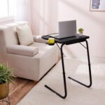 Amazon Basics Pro Smart | Height Adjustable Laptop Table | Adjustable Table Angle | Cupholder | Carbon Steel | Foldable | Black | 75 cm - H, 55 cm - L, 40 cm - W - Image 2