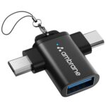 Ambrane 2 in 1 OTG Adapter Micro USB+USB Type C to USB A 3.0 Female Connector, | High-Speed Data Transfer 10Gbps| OTG Pen Drive Adapter Compatible with Laptop, Mobile, Tablet (No Charging Support) - Image 2