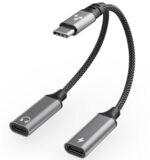 Ambrane 2 in 1 Type C to Type C Audio & Charging Connector, Perfect for Playing Music/Gaming while Charging For All Type C Devices, Android, iPhone 16/15/Plus/Pro/Max, Macbook, Laptop (AOTG-CC1,Black) - Image 2