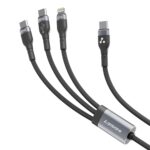 Ambrane 3 in 1 100W Fast Charging Cable, 3Amp Multi Charger Cable for Micro USB, iOS and Type-C Devices, 480 Mbps Data Transfer Rate for Mobile Tablet PC Laptop Android Smartphone with 1.2meter cable - Image 2