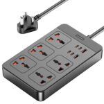 Ambrane Extension Board, 4 Type C, 2 USB, 5 International Power Sockets, 2500W Output, Long Cable, Wall Mount Option, Supports Laptop Charging for Office, Home Appliances (SmartStrip 2 Pro, Black) - Image 2