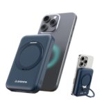 Ambrane MagSafe Wireless 10000mAh Fast Charging Power Bank with Mobile Stand, Strong Magnet, 22.5W Output for iPhone 12 & Above, Android & Other Qi Enabled Device + Magnetic Ring (Mount, Blue) - Image 2