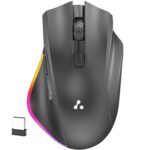 Ambrane Wireless & Bluetooth Rechargeable Mouse with RGB Lights, High 2400 DPI for Gaming, 6 Buttons, Ergonomic Comfort Design, Connects 3 Devices, Silent Click, 15 Days Battery (Sliq Glow+, Black) - Image 2