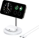 Anker Wireless Charging Stand, MagGo 2-in-1 Stand, Qi2 Certified 15W Wireless Charger, Magsafe Compatible with iPhone 16/15/14/Airpods (White) - Image 2