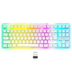 Ant Esports MK720 Pro V2 Wireless TKL RGB Gaming Membrane Keyboard, Backlit Wireless Keyboard Long Lasting Rechargeable Battery High Built Quality – PC PS5 PS4 Xbox One Mac – White - Image 2