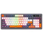 Ant Esports MK801 V2 Pro Wireless Mecha Membrane Backlit Gaming Keyboard 94 Keys 2.4G/Bluetooth Mode Compact Numeric Pad RGB Keyboard for Home Internet Cafe Game Room Office_ Grey, Beige, Orange - Image 2