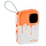 Armor Scoop Power Bank 20000mAh Fast Charging 22.5W | 2 Built-in Cables | 2 Output Ports | Type C Input & Output | Supports Android, Apple, Tablets, Earbuds, Watch | 5 Layer Protection (Orange Burst) - Image 2