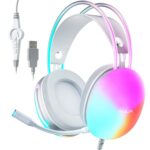 Aula S505 USB Wired Gaming Headset with Mic for PC | RGB Rainbow Backlit, Virtual 7.1 Surround Sound, 50mm Driver, Soft Memory Earmuffs | Wired Laptop Desktop Computer Headset (Pink) - Image 2